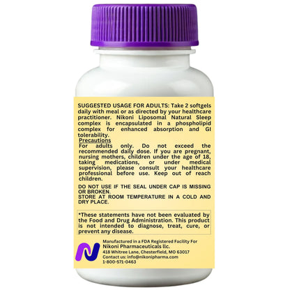 Nikoni Liposomal Natural Sleep Aid Softgels, Supports Natural Sleep