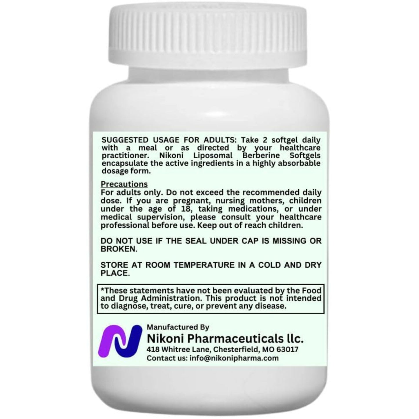 Nikoni Liposomal Berberine 500 mg Support Heart Health & Cholesterol 60 Softgels