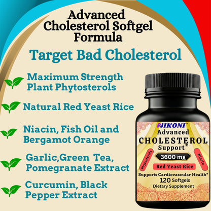 Nikoni Advanced Cholesterol Support 3600 mg Plant Sterols Softgels