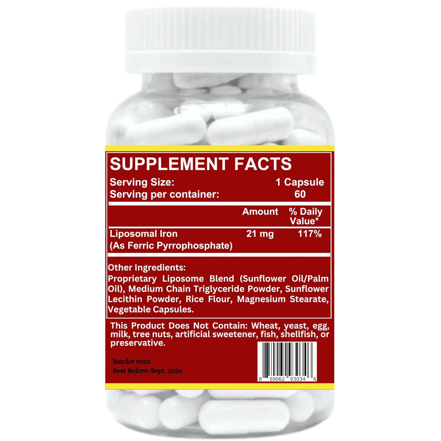 Nikoni Liposomal Iron 21 mg Capsules Promotes Red Blood Cells.