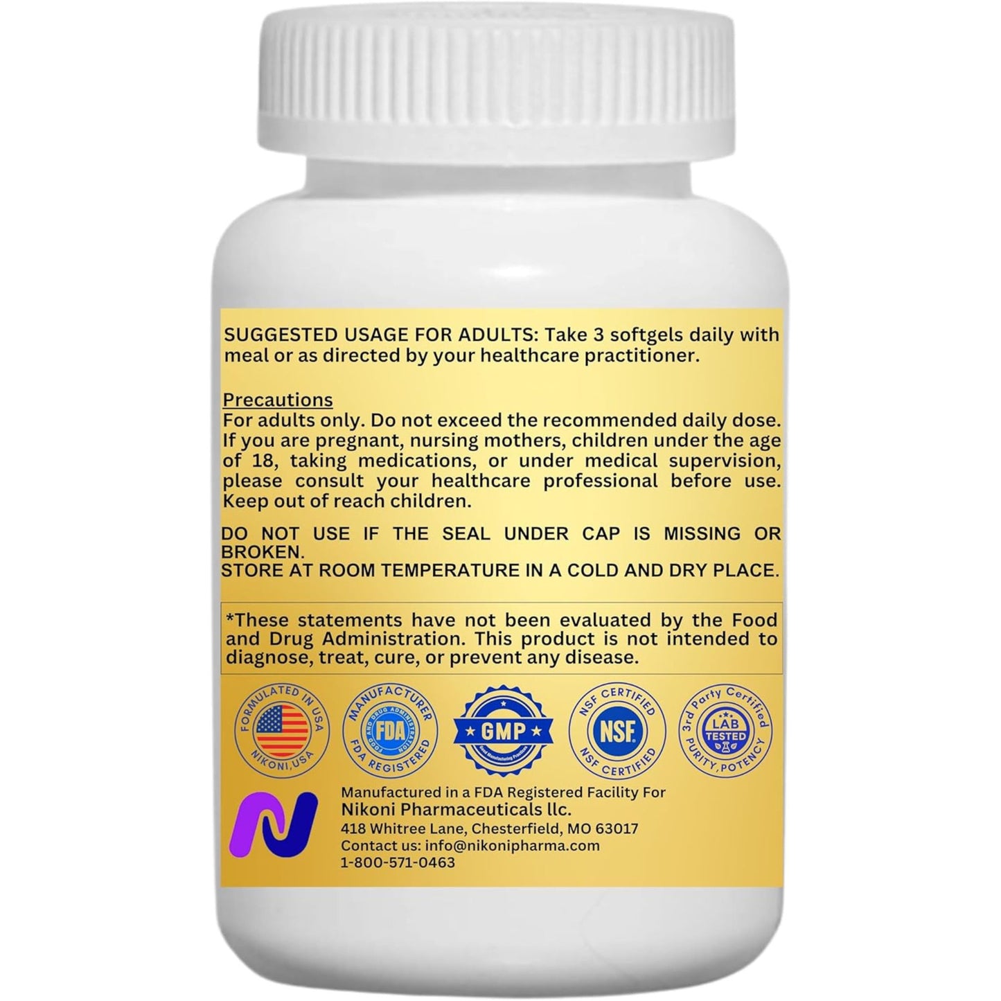 Nikoni GLP-1 Supplement with Akkermansia, Berberine, Curcumin, ACV Vegan Softgels