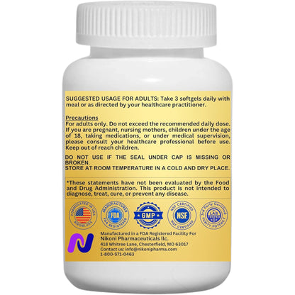 Nikoni GLP-1 Supplement with Akkermansia, Berberine, Curcumin, ACV Vegan Softgels