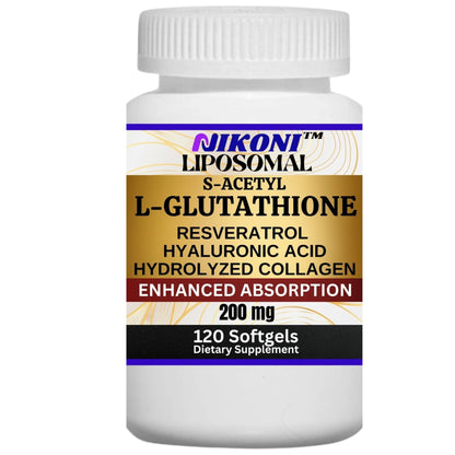Nikoni Liposomal S-Acetyl L-Glutathione Resveratrol, Hyaluronic Acid & Collagen  Softgels