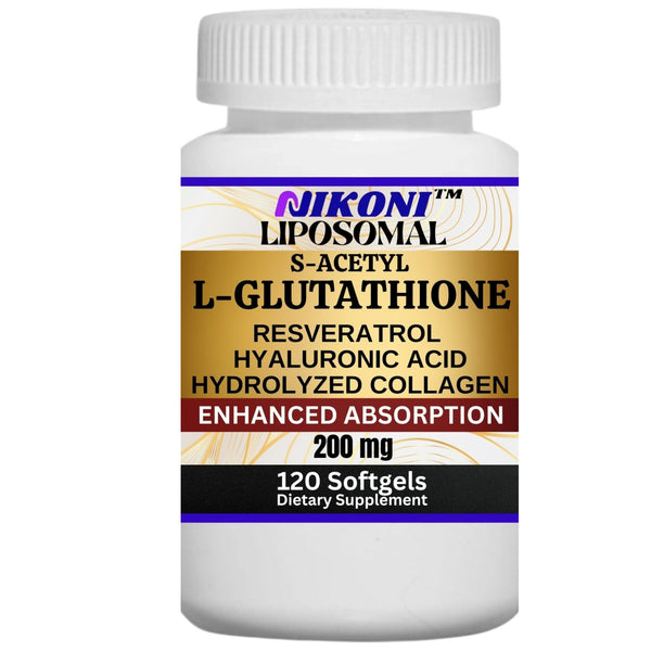 Nikoni Liposomal S-Acetyl L-Glutathione Resveratrol, Hyaluronic Acid & Collagen  Softgels