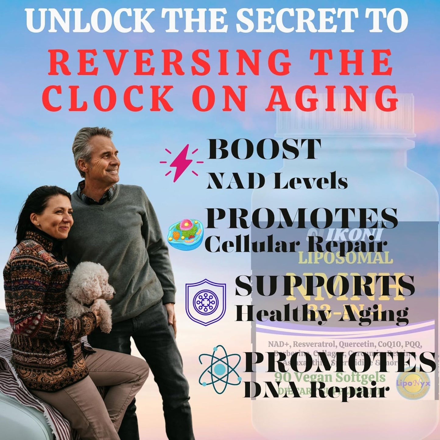 Nikoni Vegan Liposomal NMNH Softgels, 33-in-1 Formula with 1000mg NMNH per seving, NAD+ Support – Promotes Cellular Energy, Immune Health & Healthy Aging – 90 Vegan Softgels