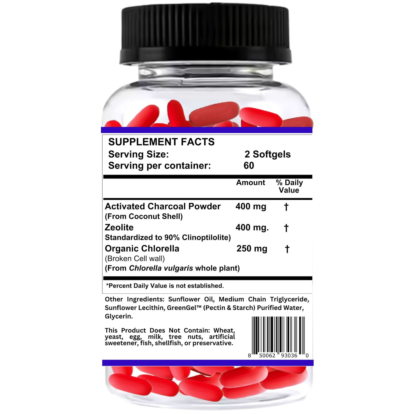 Nikoni Vegan Liposomal Zeolite, Activated Charcoal & Organic Chlorella, Supports Full Body Detox