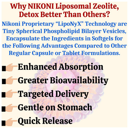 Nikoni Vegan Liposomal Zeolite, Activated Charcoal & Organic Chlorella, Supports Full Body Detox
